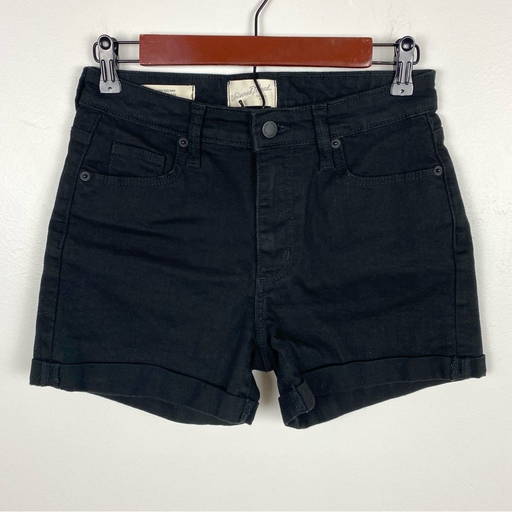 Women’s High-Rise Midi Jean Black Shorts - Universal Thread Size 4 - Picture 3 of 12